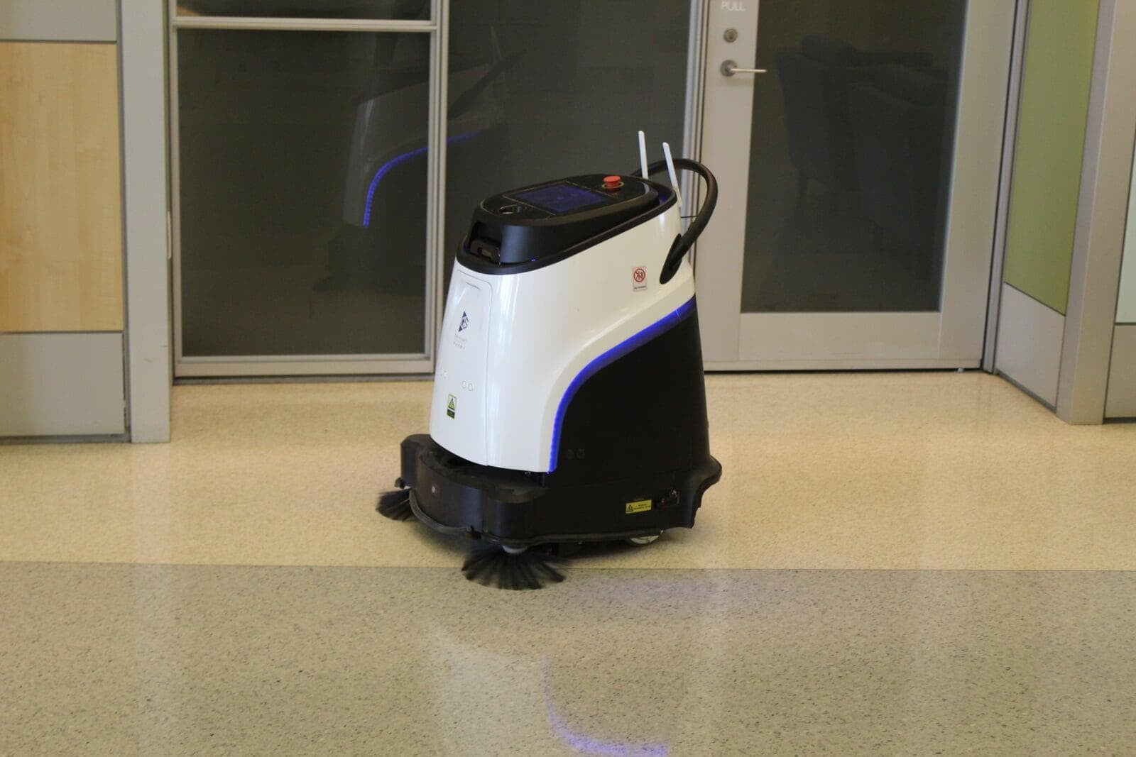 Vacuum 40 sweeps atrium area